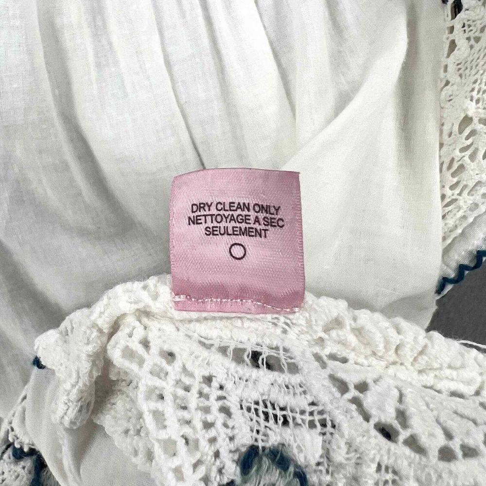 CALYPSO ST BARTH Crochet Embroider Top Women Small White Blue Boho Floral Retro - Picture 11 of 16